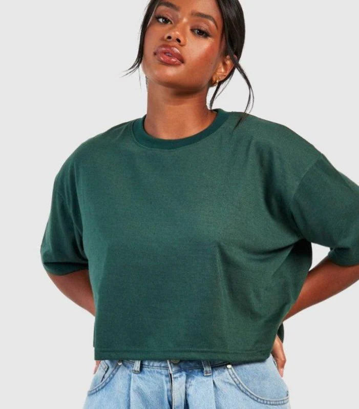 Basic Premium Cotton Boxy Crop T-shirt