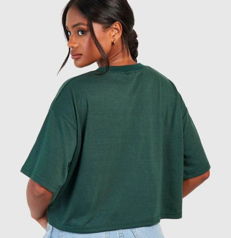 Basic Premium Cotton Boxy Crop T-shirt