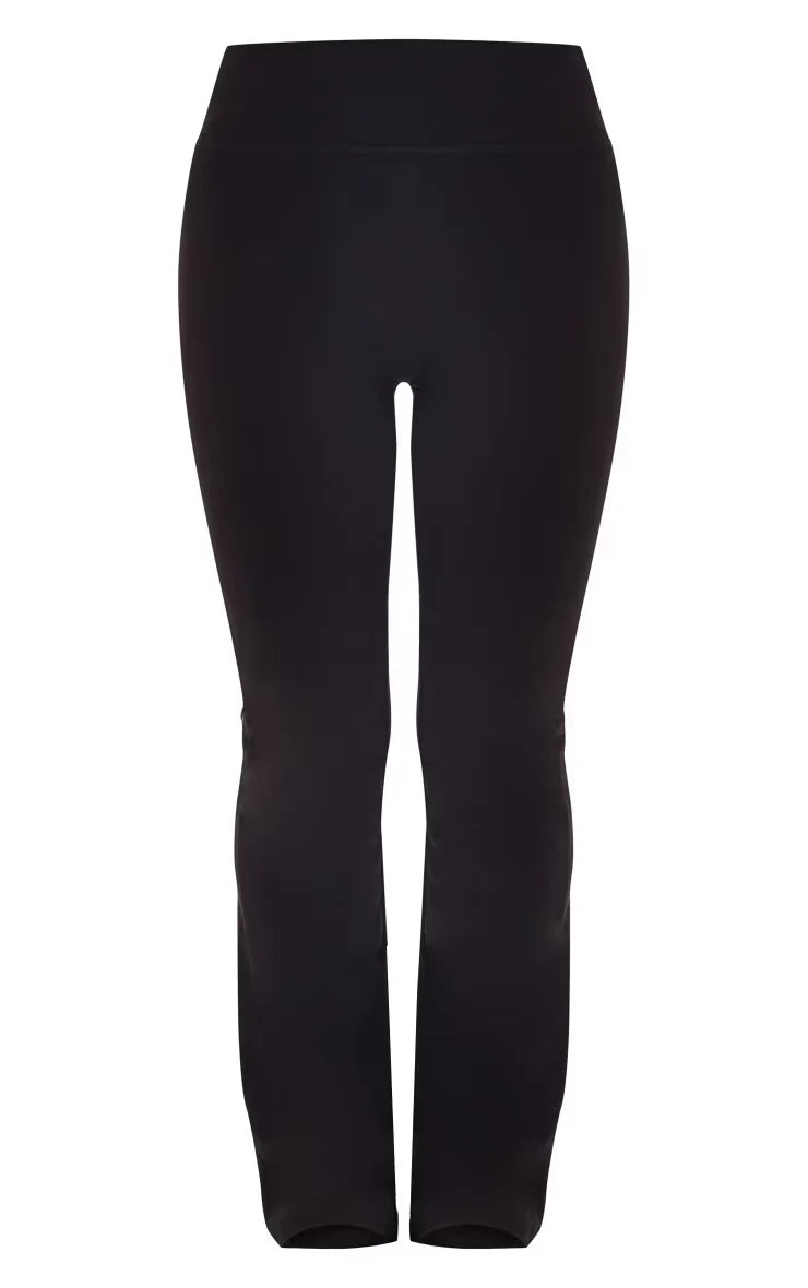 SPORTY Black Melange Flared Yoga Pants