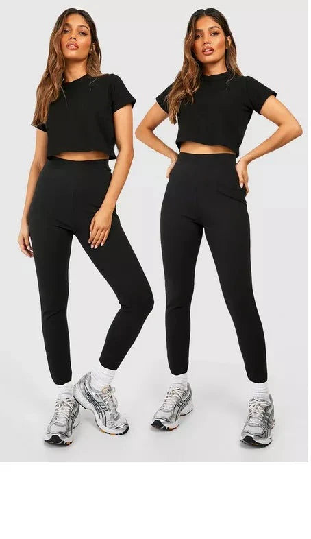 PREMIUM COTTON BLACK HIGH WAISTED LEGGINGS