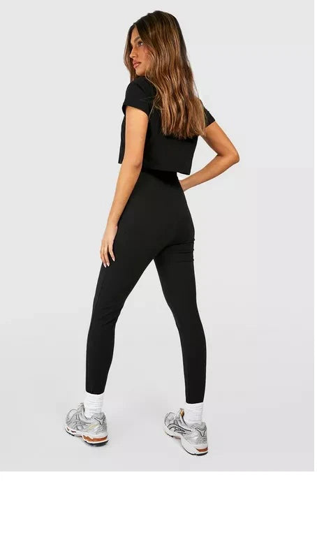 PREMIUM COTTON BLACK HIGH WAISTED LEGGINGS