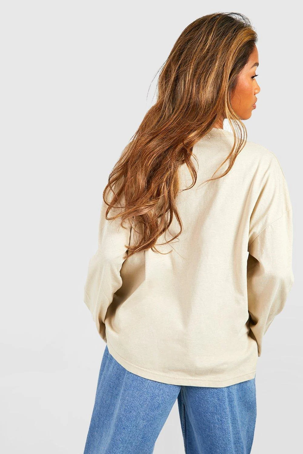 STONE BASIC COTTON OVERSIZED LONG SLEEVE T-SHIRT