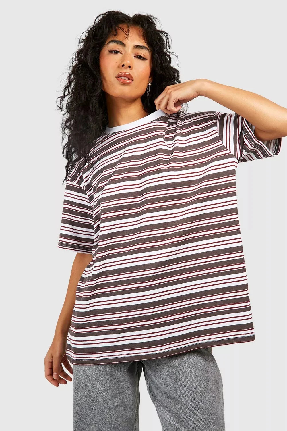 BASIC PREMIUM COTTON OVERSIZED STRIPED T-SHIRT