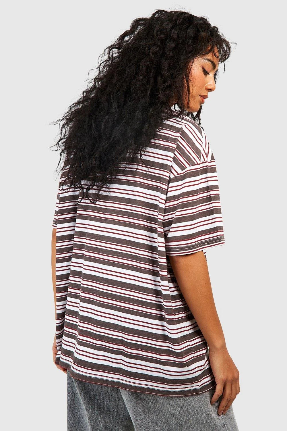 BASIC PREMIUM COTTON OVERSIZED STRIPED T-SHIRT