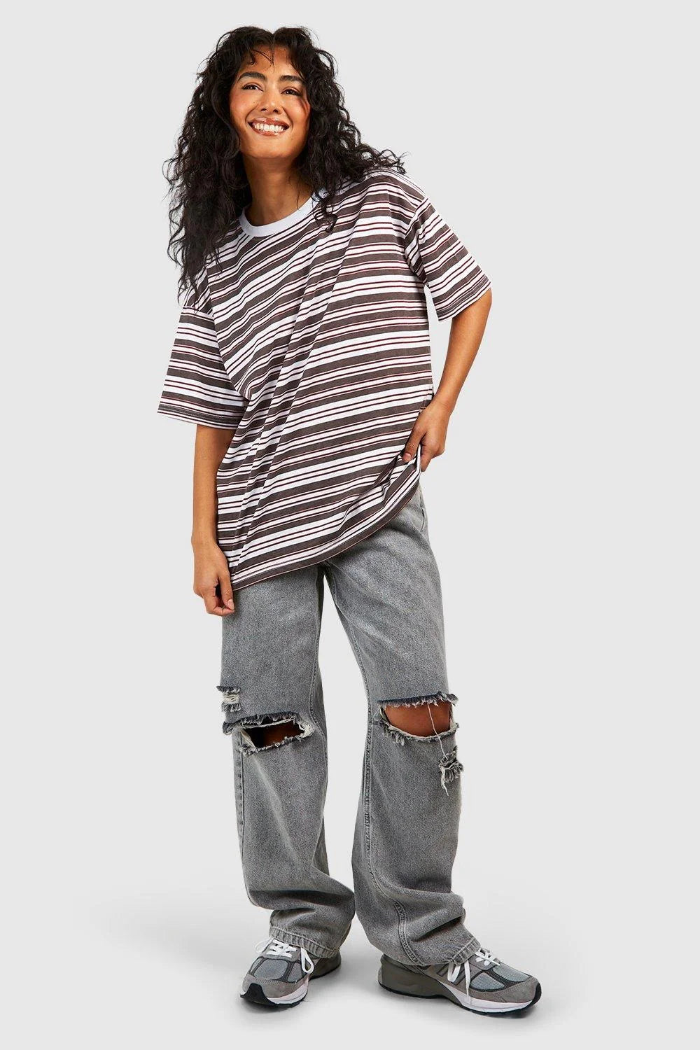 BASIC PREMIUM COTTON OVERSIZED STRIPED T-SHIRT