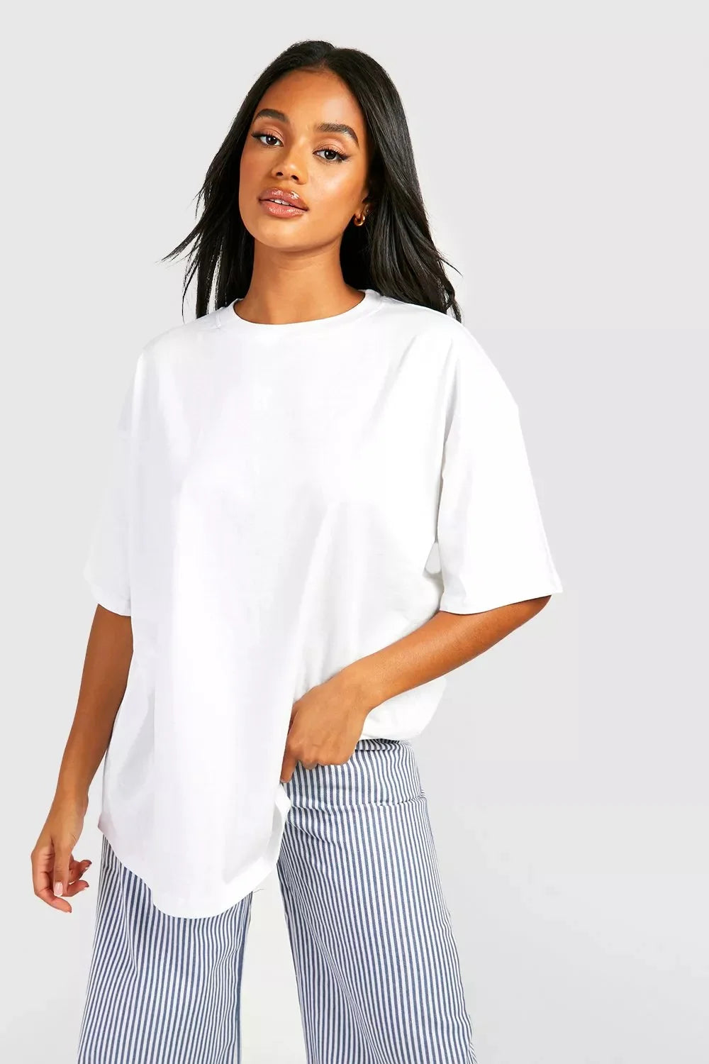 White Basic Cotton Oversized T-shirt